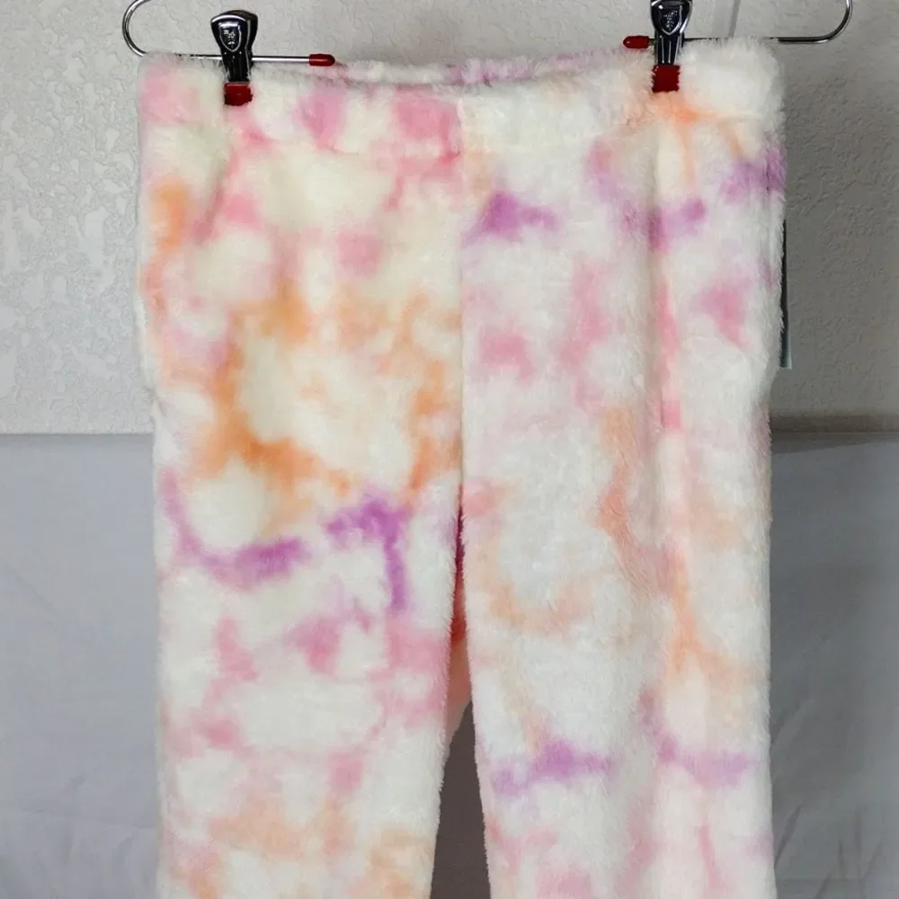 Girls Fuzzy Pink Tye Dye Pajama/Sweat Bottoms